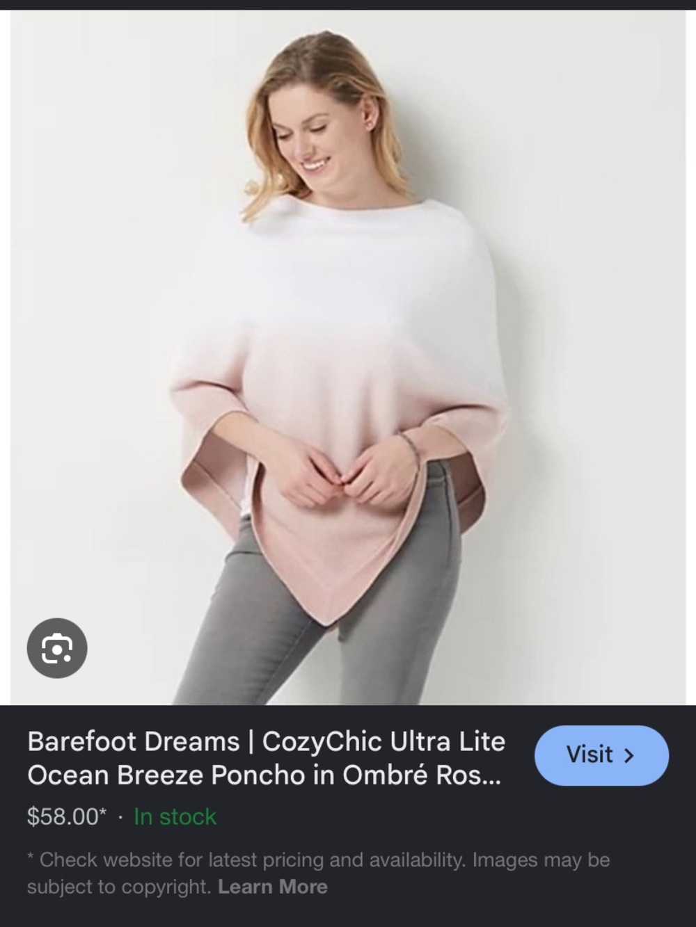 Barefoot Dreams, Cozy Chic, Ultra Lite, Ocean Breeze Poncho, Ombré Rose Mist